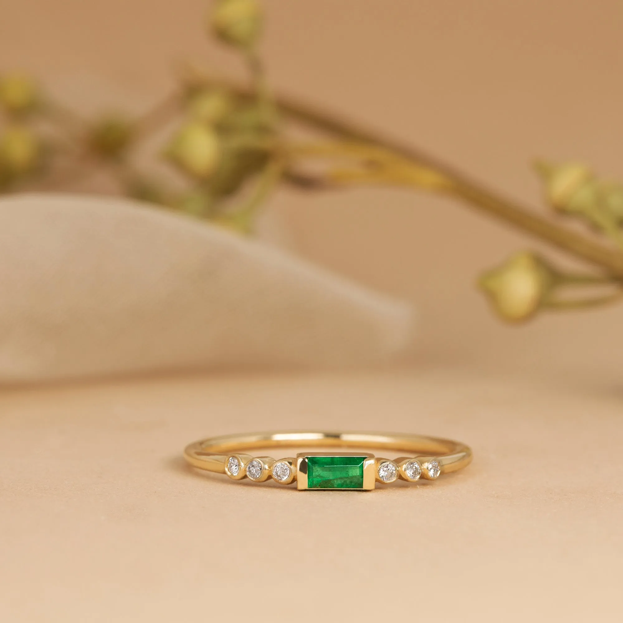 Natural Emerald and Diamond Ring, Cecilia