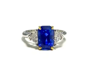 No Heat Ceylon Sapphire Emeraldcut Ring 3.25 cts