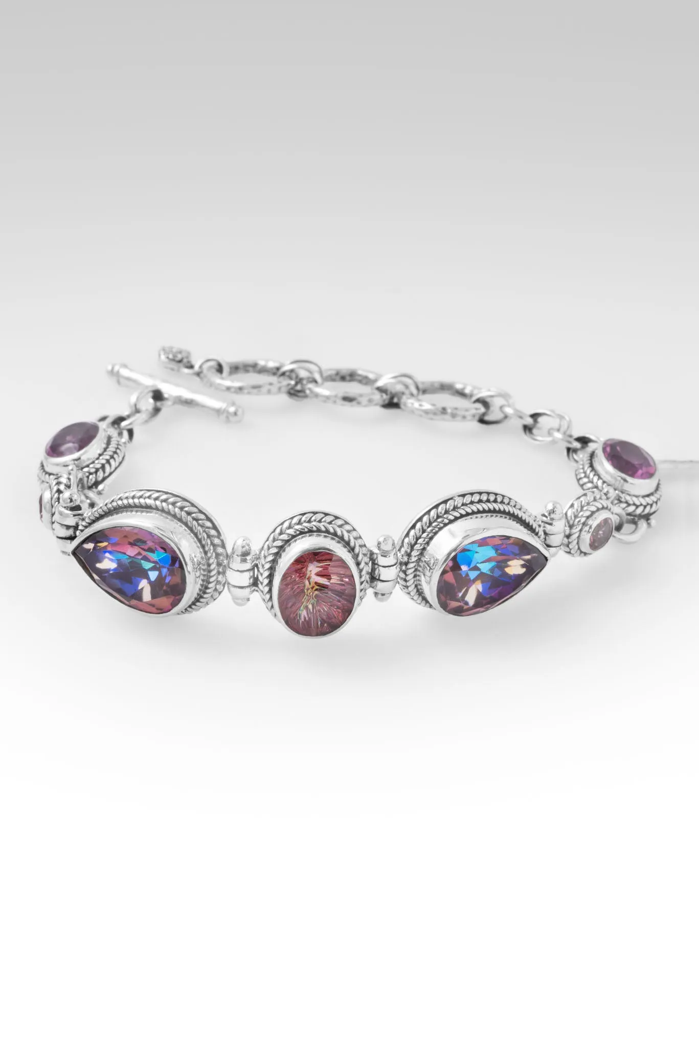 Peace in Storms Bracelet? Zodiac Fun? Mystic Quartz, Hayward's Muse? Mystic Quartz, Pink Fluorite & J P Topaz? Mystic Topaz