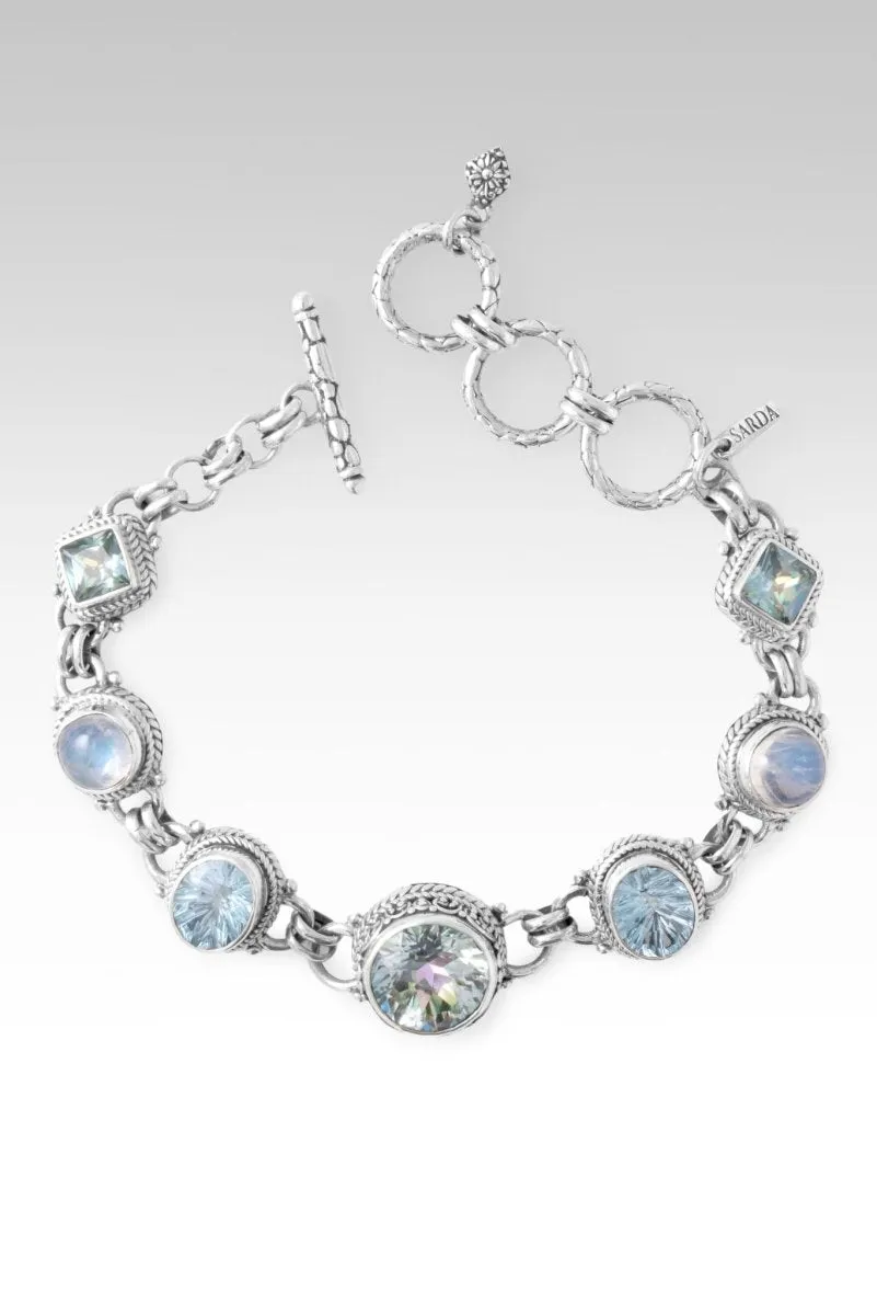 Peace Transcending Bracelet? in Novel? Mystic Quartz, Arctic Blue Topaz, Rainbow Moonstone & Bali Crush? Mystic Topaz