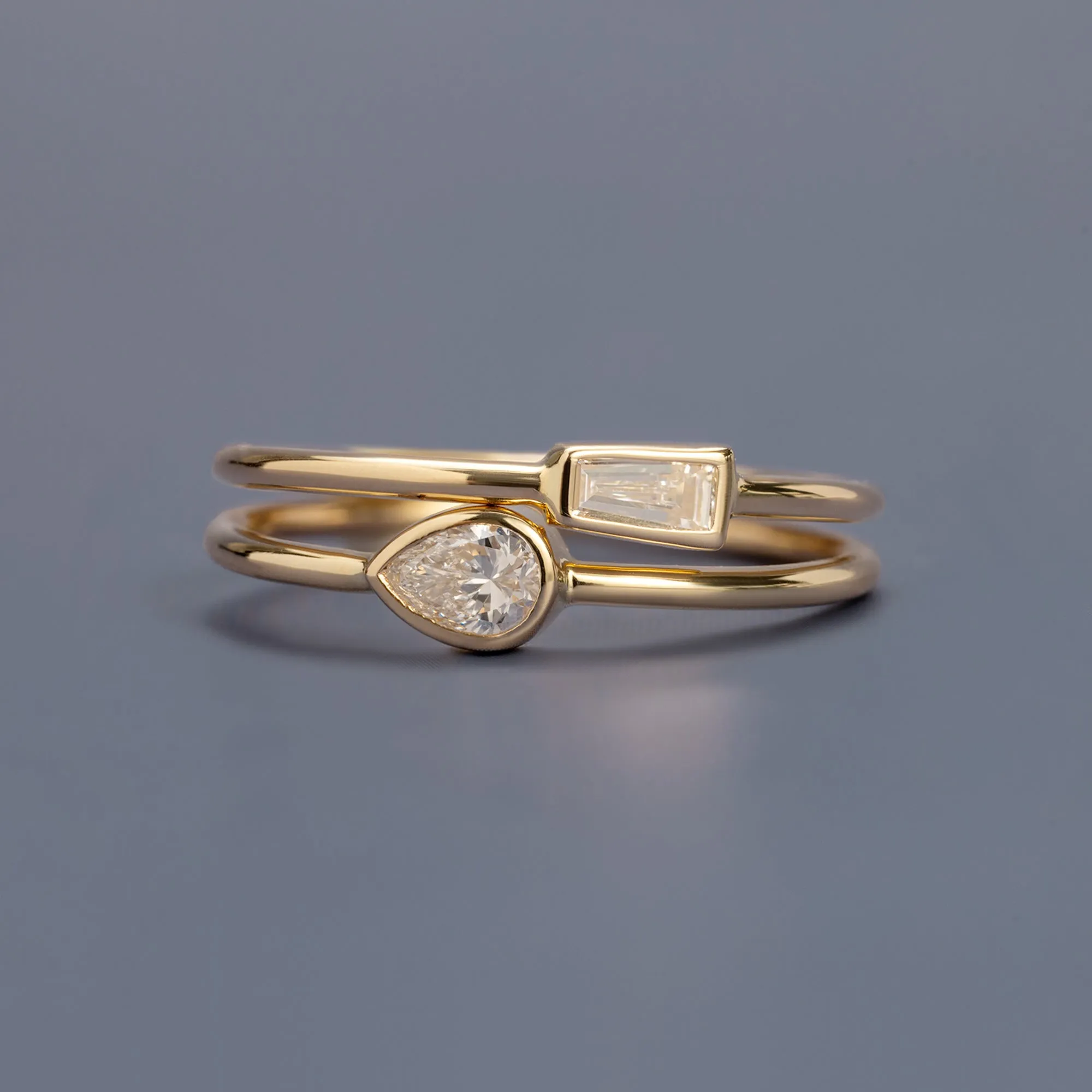 Pear Diamond Stacking Ring | Yellow Gold