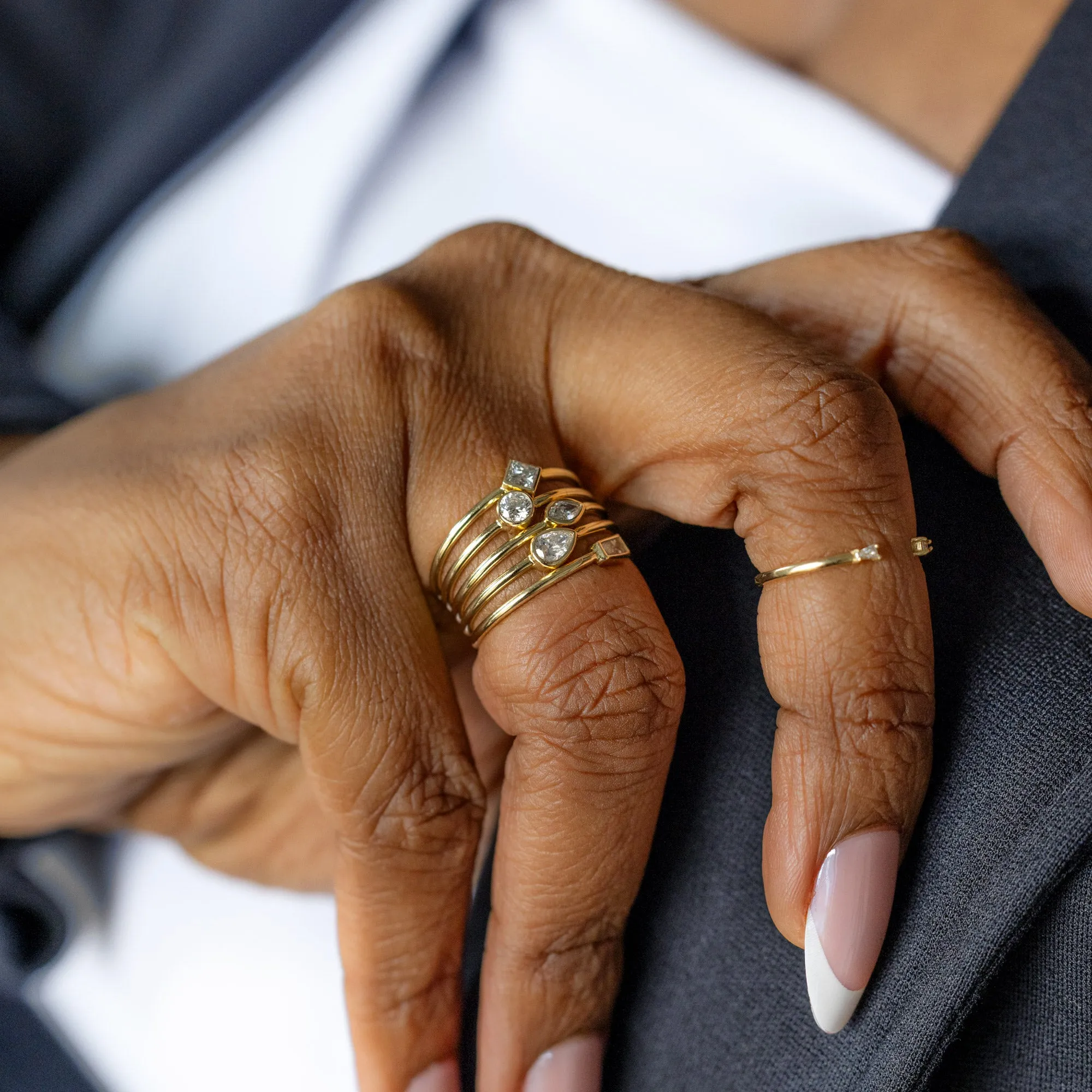 Pear Diamond Stacking Ring | Yellow Gold