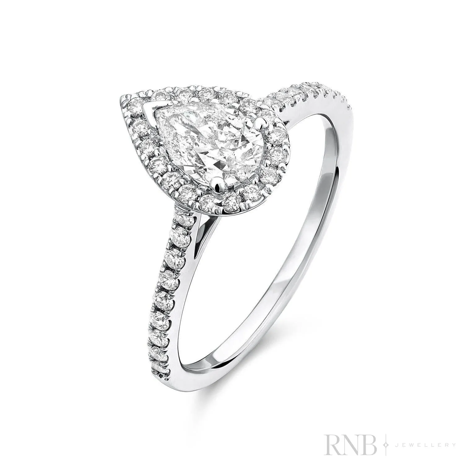 Pear Shape Halo Diamond Engagement Ring