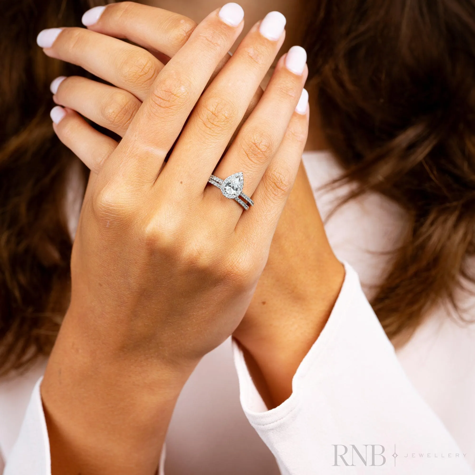 Pear Shape Halo Diamond Engagement Ring