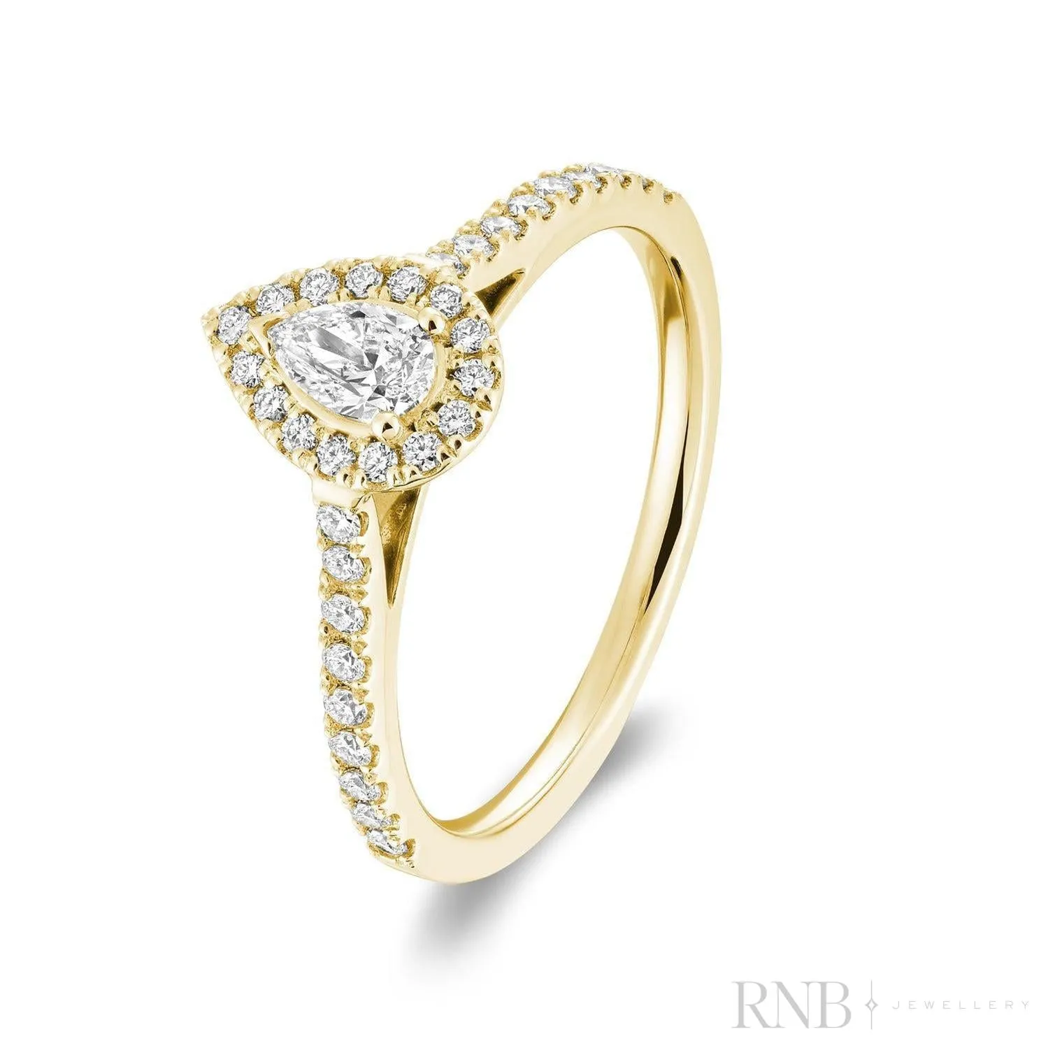 Pear Shape Halo Diamond Engagement Ring