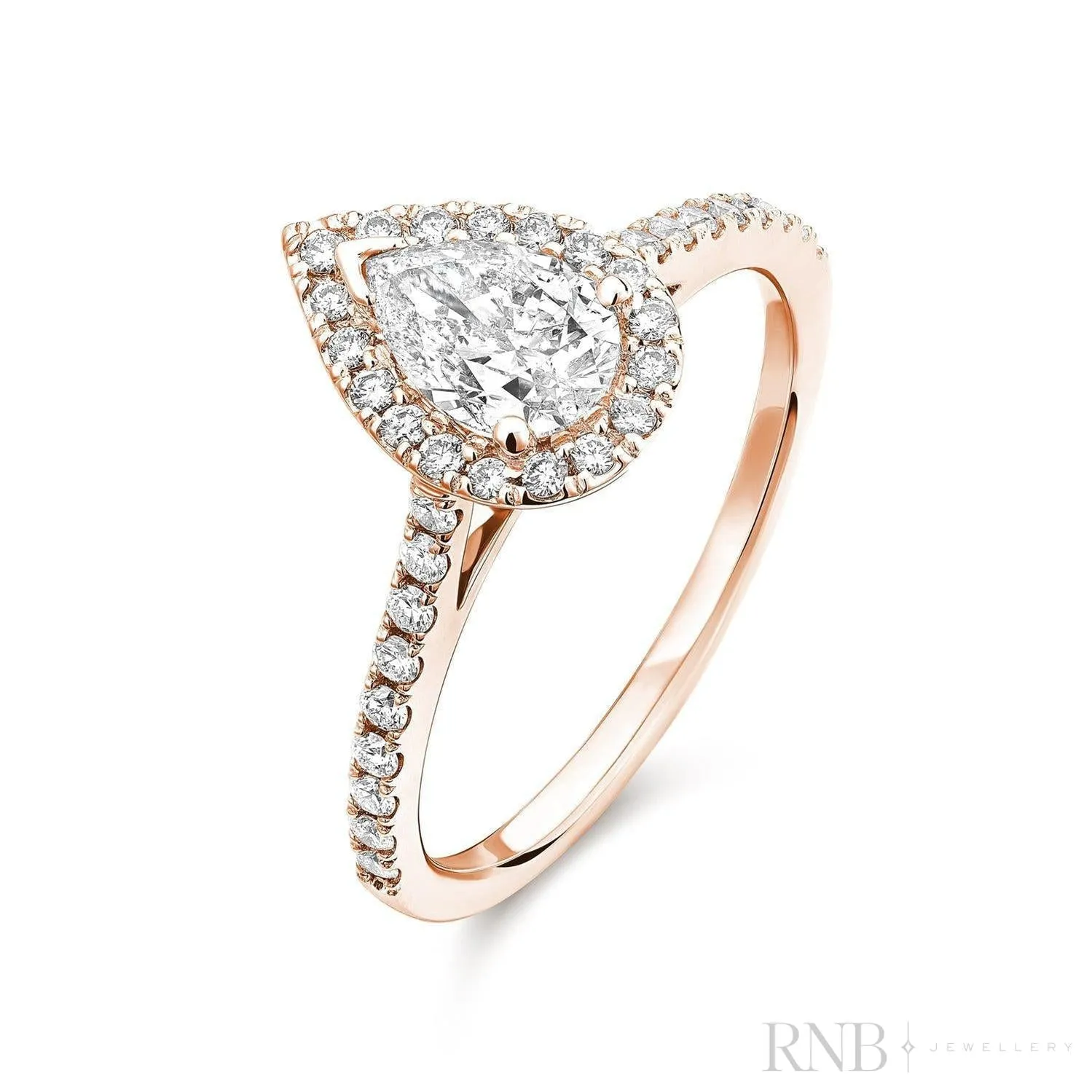Pear Shape Halo Diamond Engagement Ring