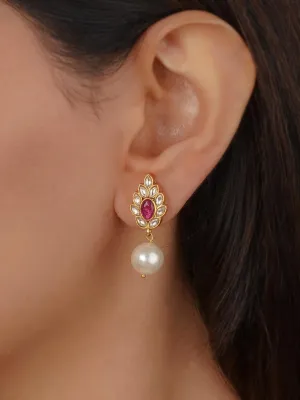 Pink Color Gold Plated Jadau Kundan Earrings - ME1366WP
