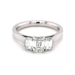 Platinum 3 Stone Emerald Diamond Ring 0.63ct