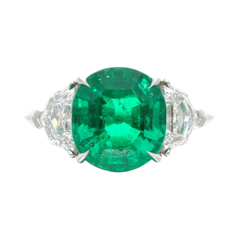 Platinum, Emerald and Diamond Ring