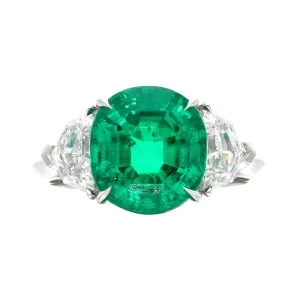 Platinum, Emerald and Diamond Ring