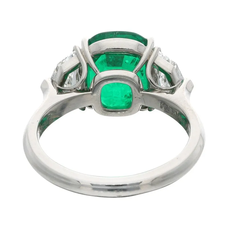 Platinum, Emerald and Diamond Ring