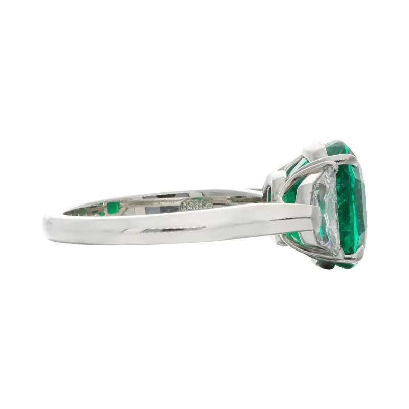Platinum, Emerald and Diamond Ring
