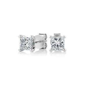 Premium Lab-Grown Diamond, 1.40 carat TW princess cut stud earrings in 14 carat white gold