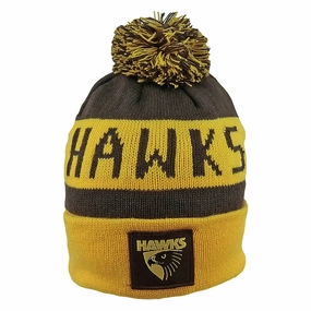 Quality crafted Adult's AFL Hawthorn Hawks Football Club Bar Beanie Sustainable