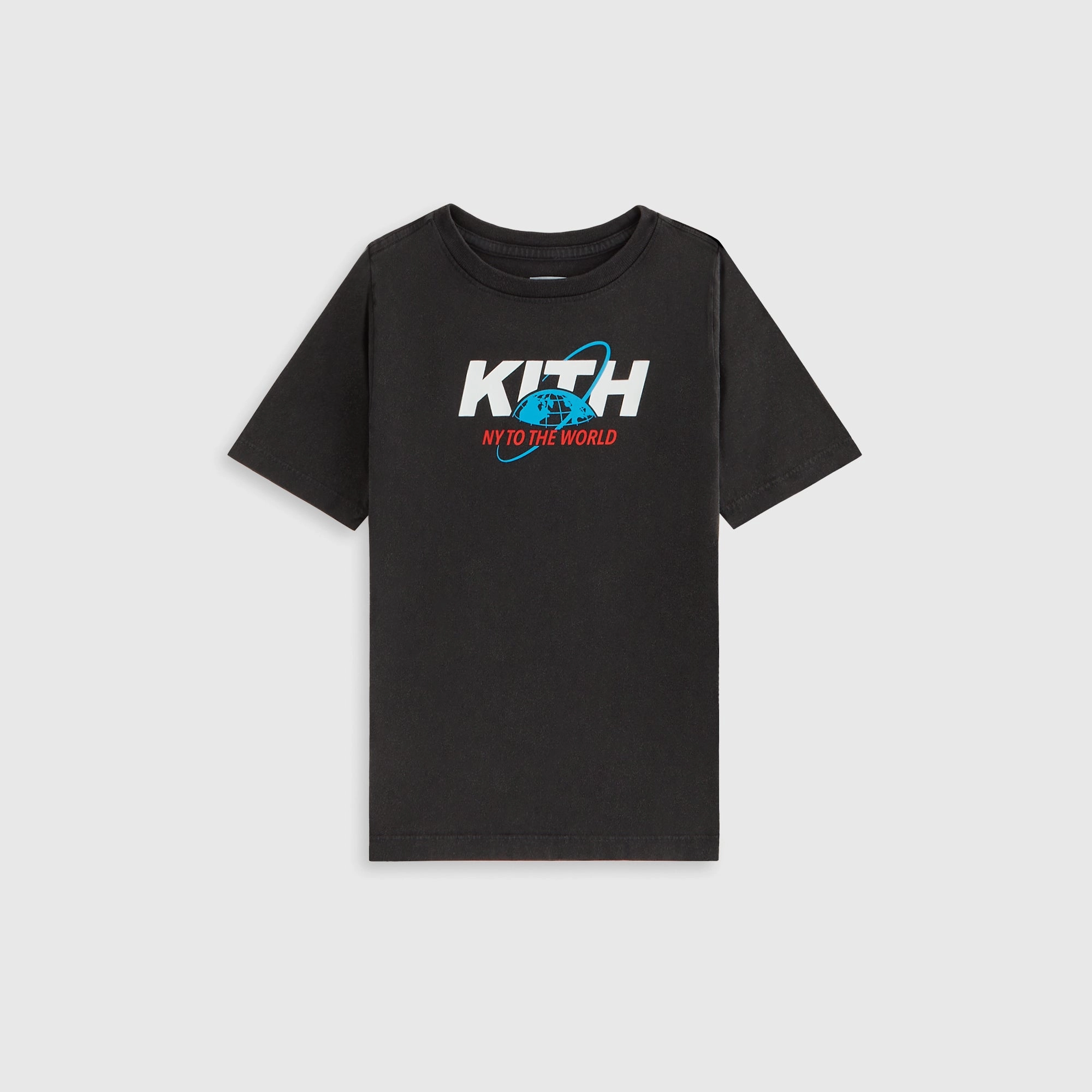 Eye-catching Kith Kids New York to the World Unisphere Vintage Tee - Black Deliberate
