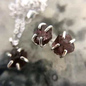 Raw Garnet Stud Earrings