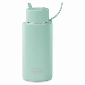 Refined 1L 'Peppermint' Stainless Steel Ceramic Reusable Flip Straw Lid Water Bottle On-trend