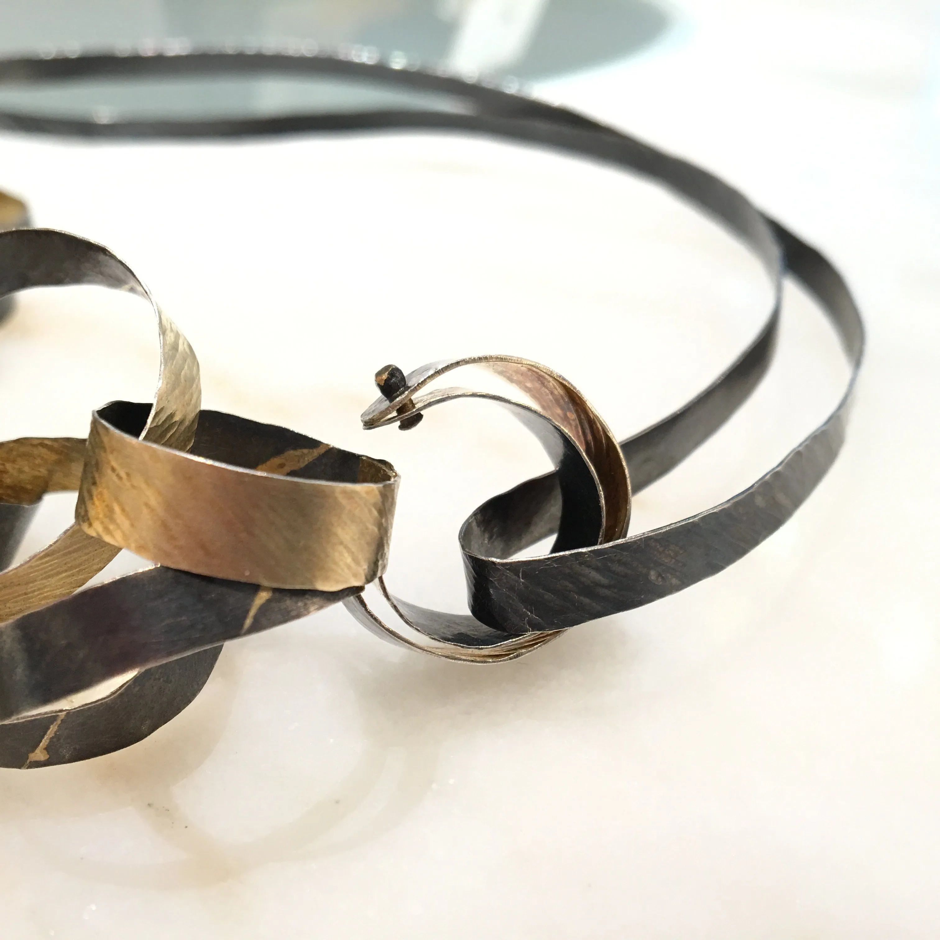 Reiko Ishiyama Linked Rings Silver Gold Handmade Necklace