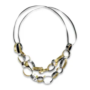 Reiko Ishiyama Linked Rings Silver Gold Handmade Necklace