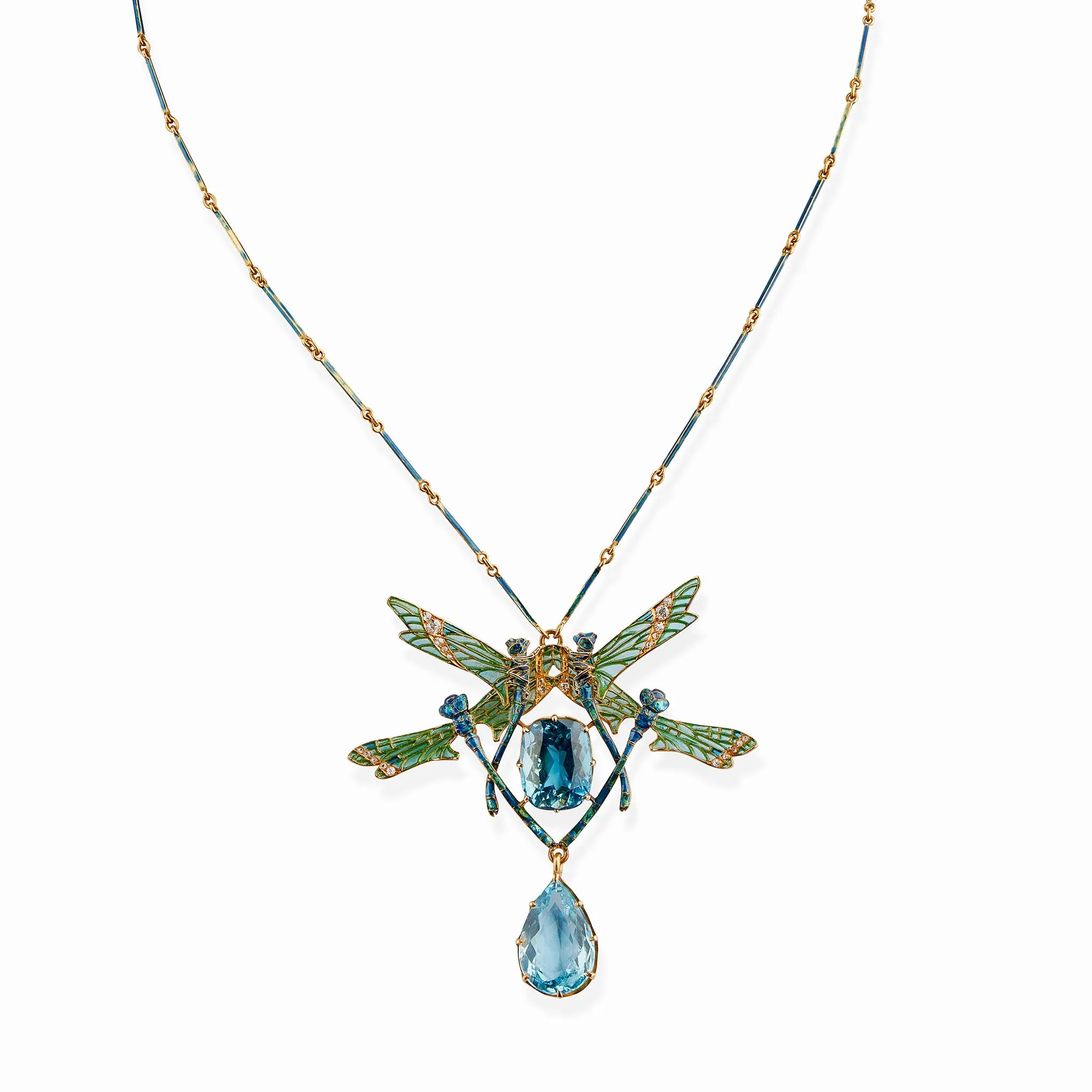 Ren?? Lalique "Four Dragonflies" Pendant Necklace