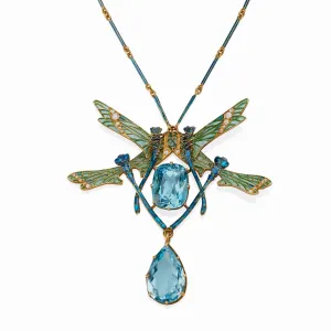 Ren?? Lalique "Four Dragonflies" Pendant Necklace