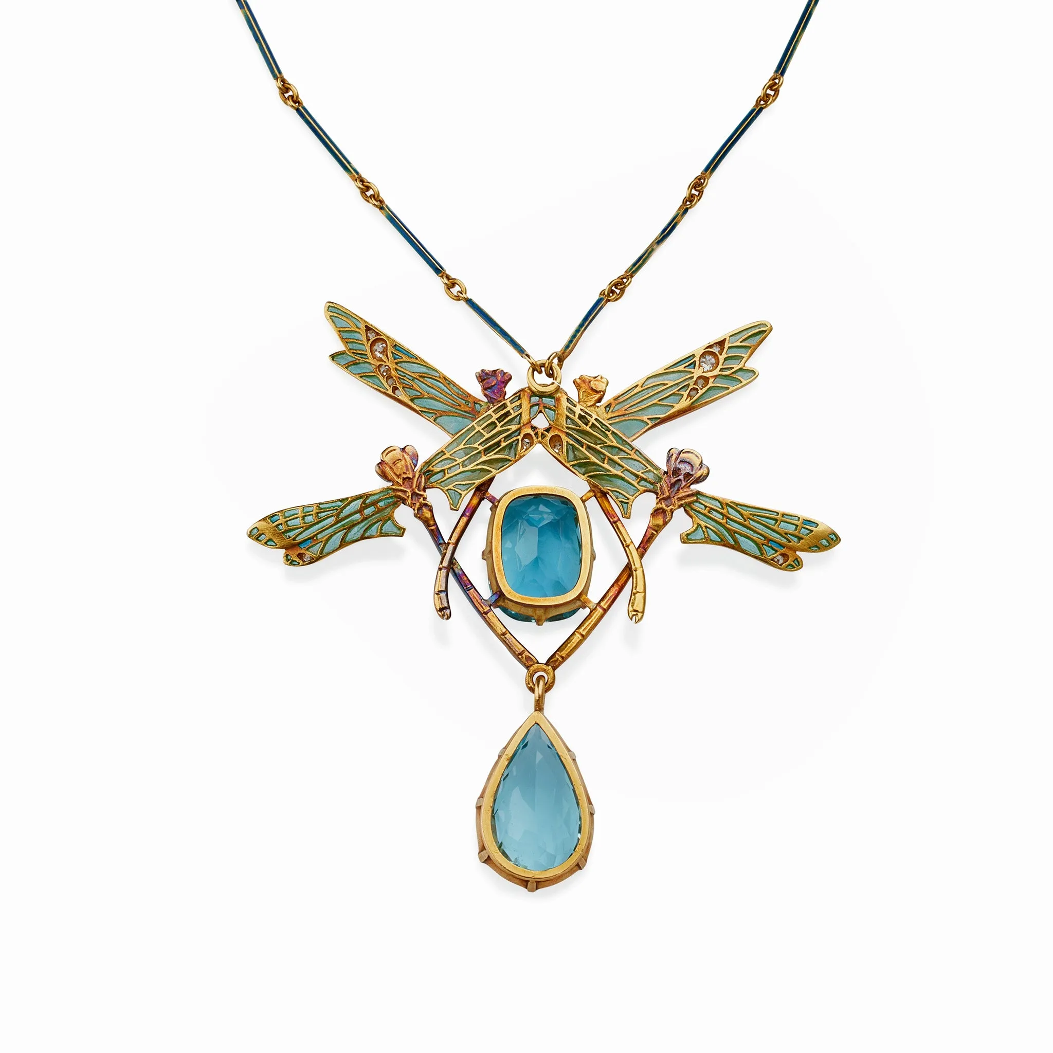 Ren?? Lalique "Four Dragonflies" Pendant Necklace