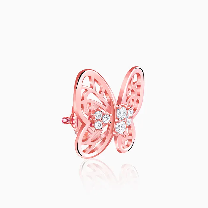 Rose Gold Butterfly Filigree Earrings