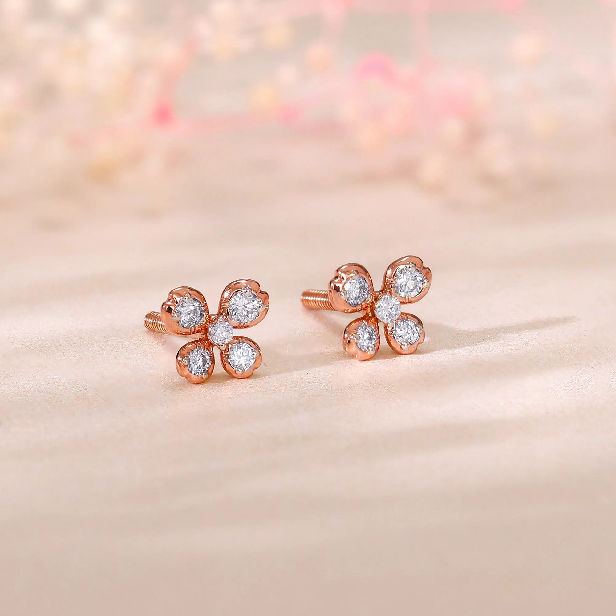 Rose Gold Primrose Diamond Earrings