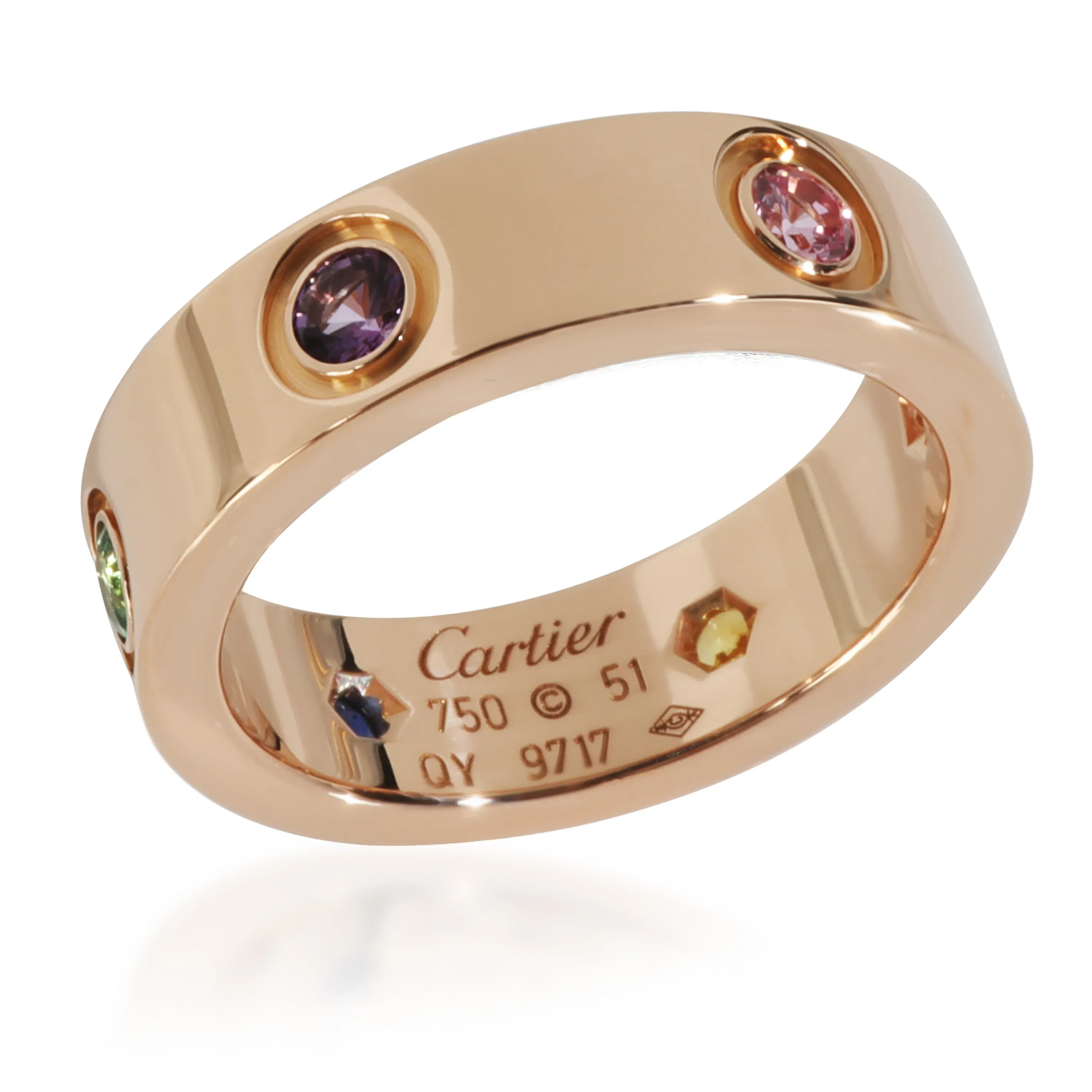Rose Gold  Rainbow Gemstone Love Ring