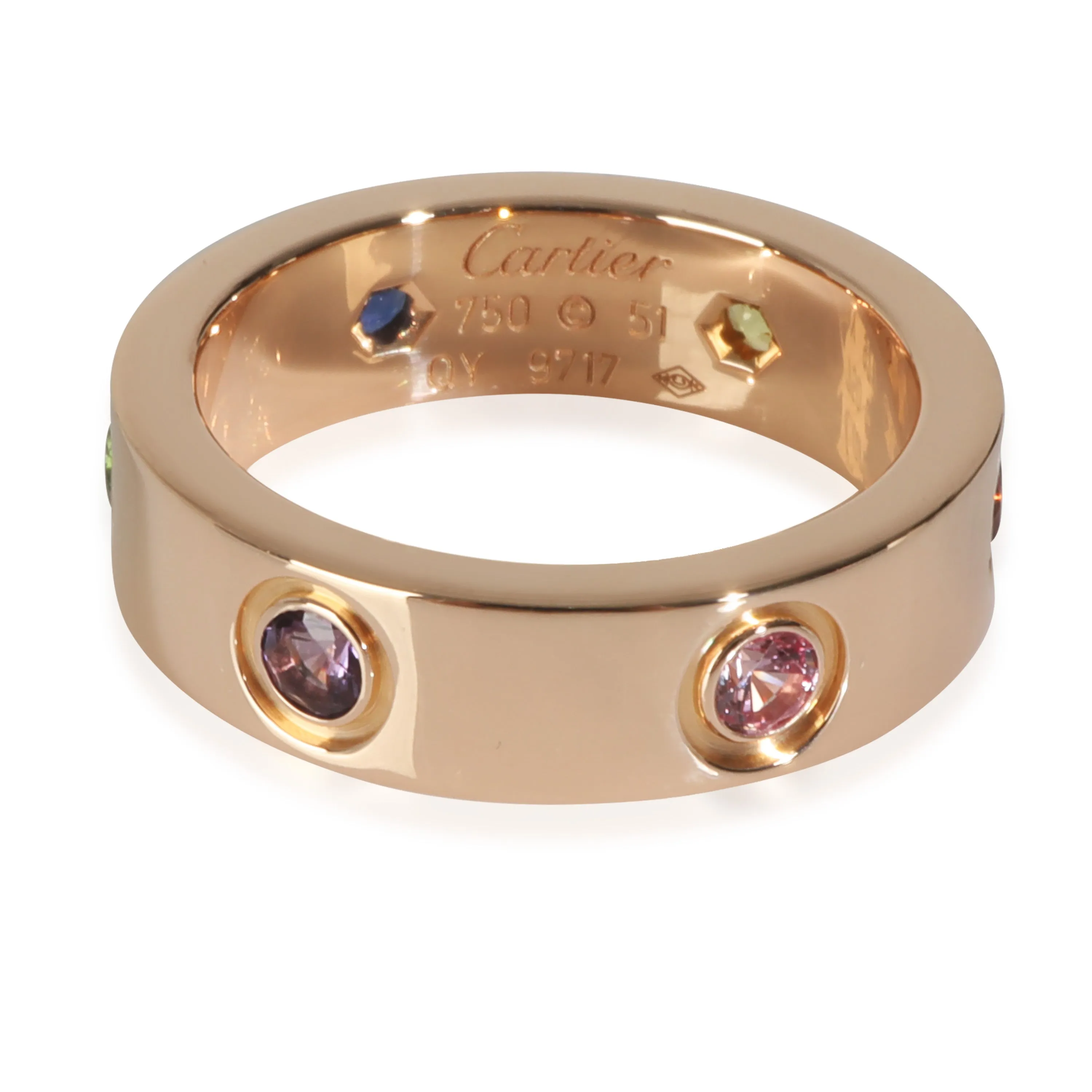 Rose Gold  Rainbow Gemstone Love Ring