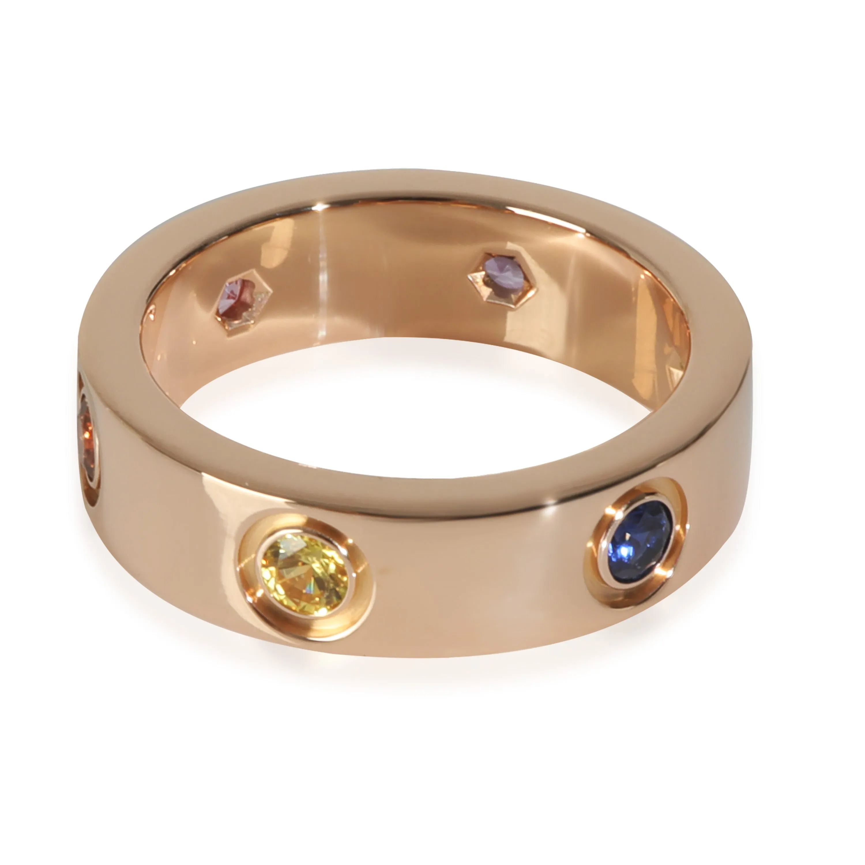 Rose Gold  Rainbow Gemstone Love Ring