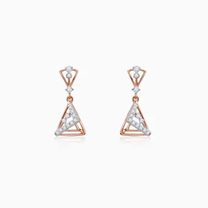Rose Gold Ternion Diamond Dangler Earrings