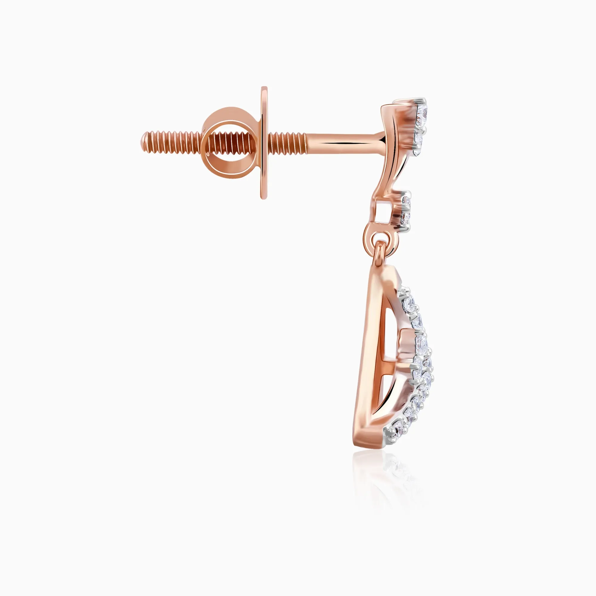Rose Gold Ternion Diamond Dangler Earrings