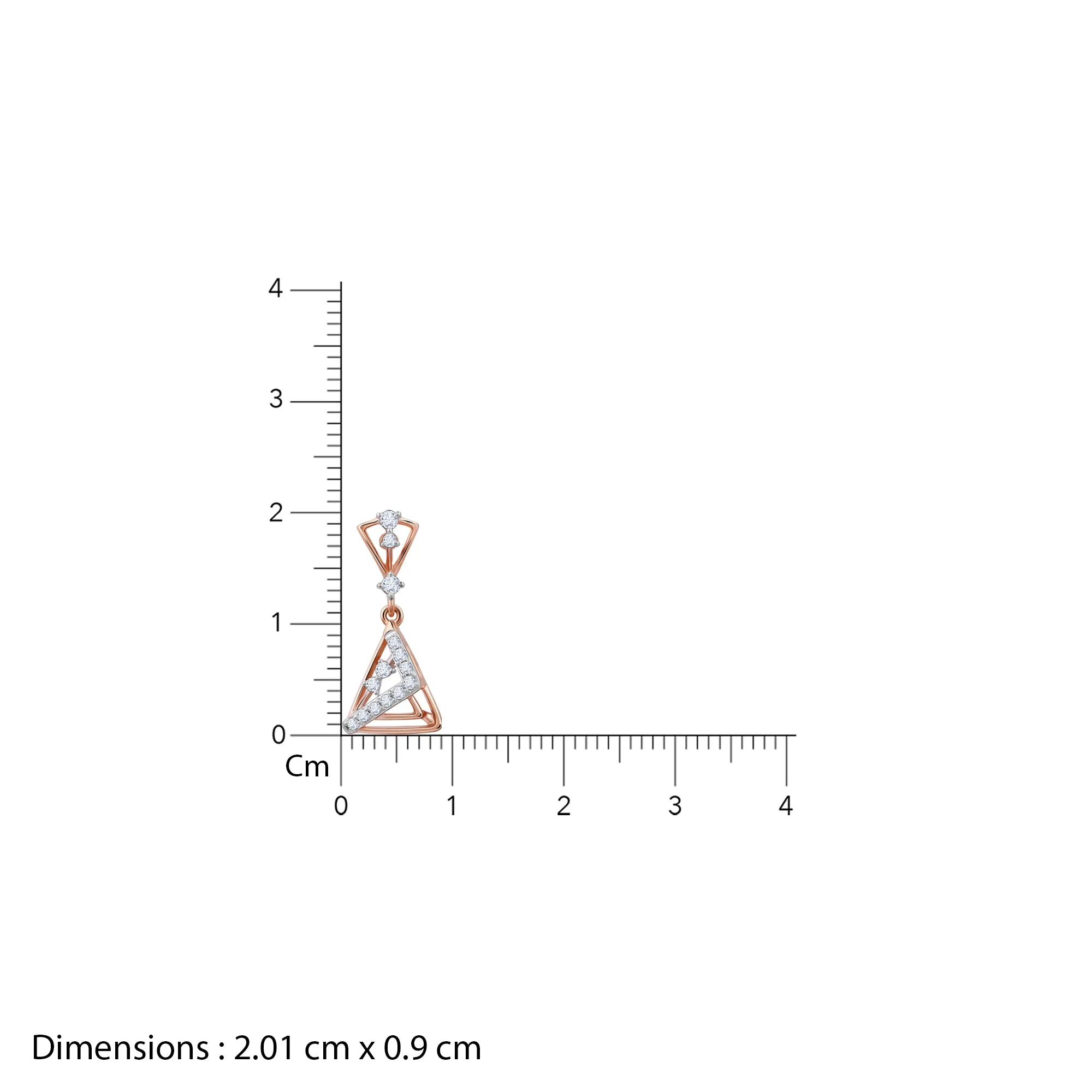 Rose Gold Ternion Diamond Dangler Earrings