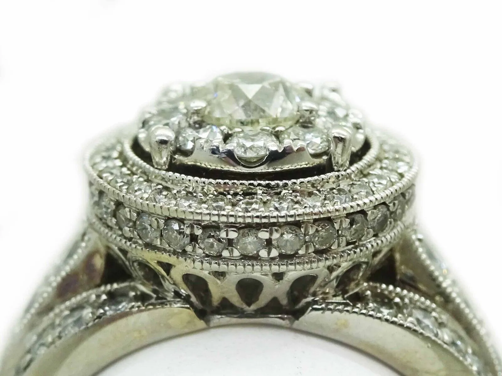 Rosy Blue ZEI 2.75ct tw Natural Diamond Cluster Ring 14k White Gold Size 8.75