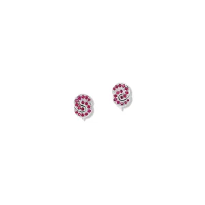 Sabina Twin Stud Earrings 18ct White Gold - Ruby Pav??