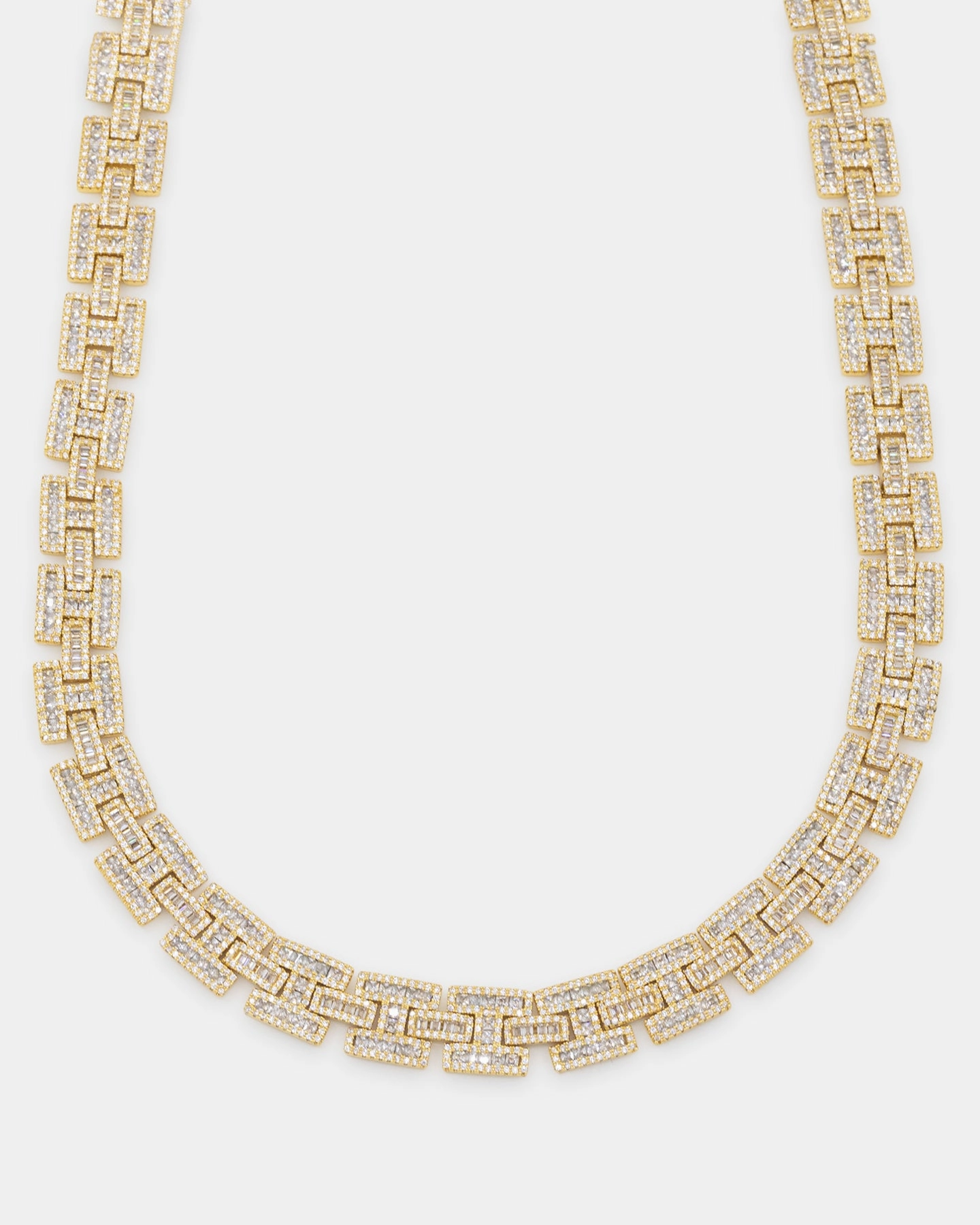 Saint Morta Baguette Interlink Chain Iced Gold