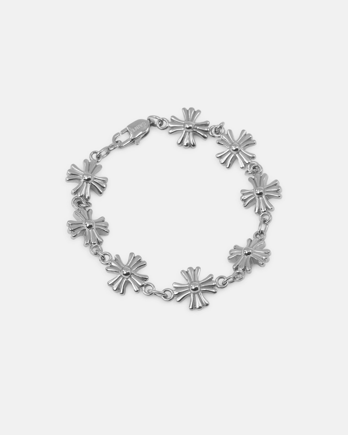 Saint Morta Chrome Cross Bracelet White Gold