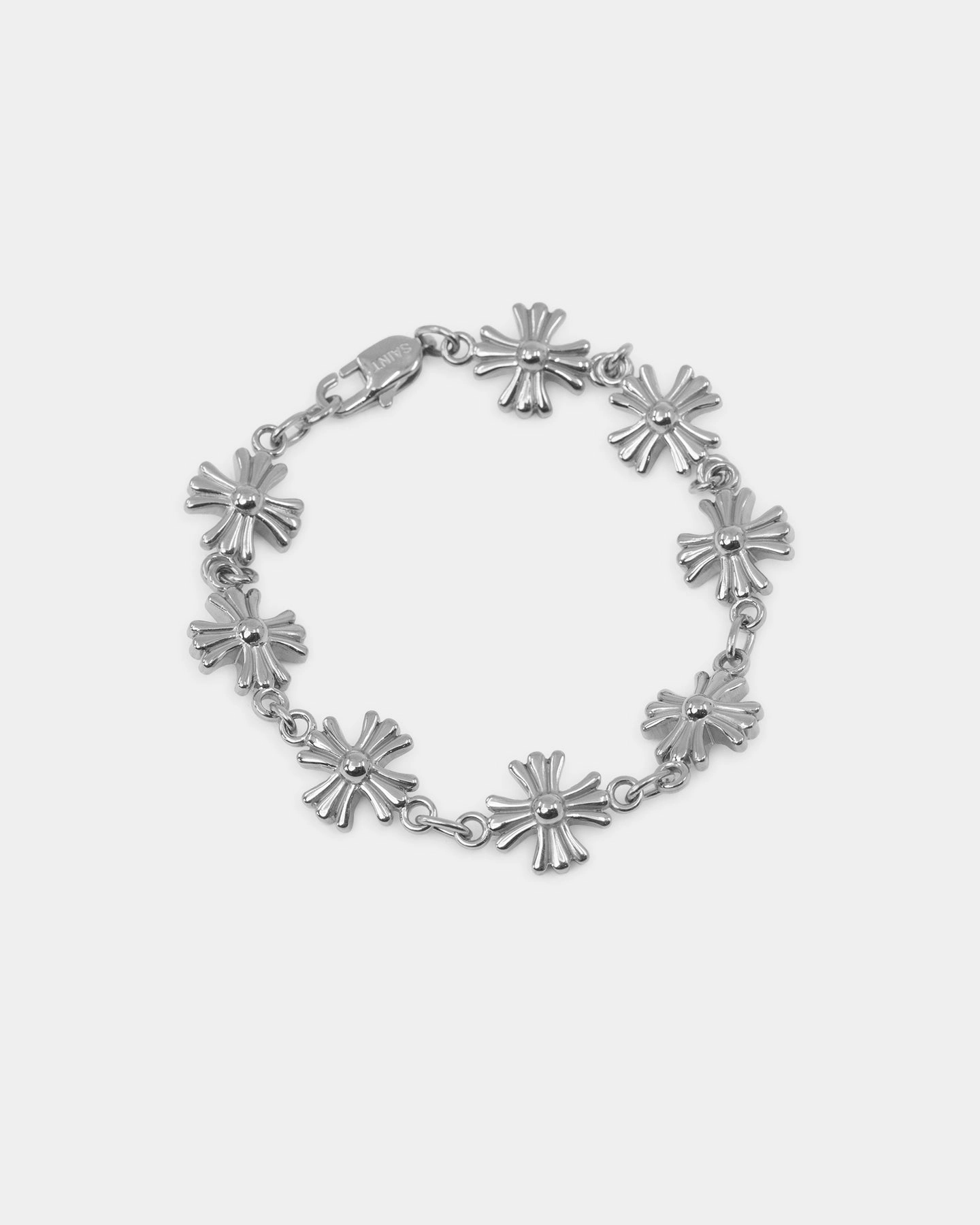 Saint Morta Chrome Cross Bracelet White Gold