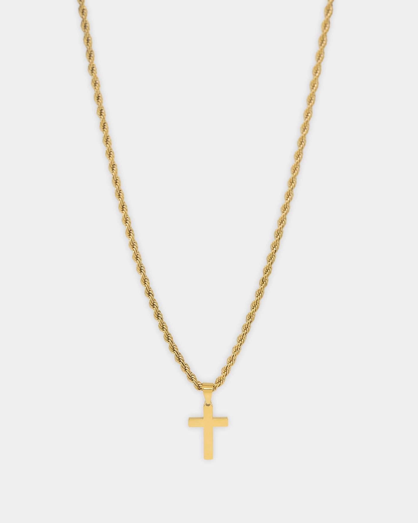 Saint Morta Cross Pendant Rope Chain & Bracelet Bundle Gold