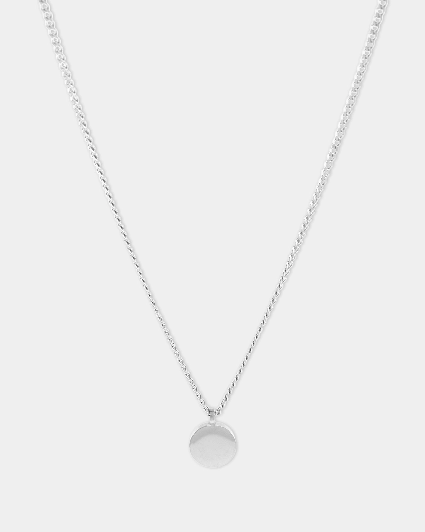 Saint Morta Round Totem Pendant Chain White Gold