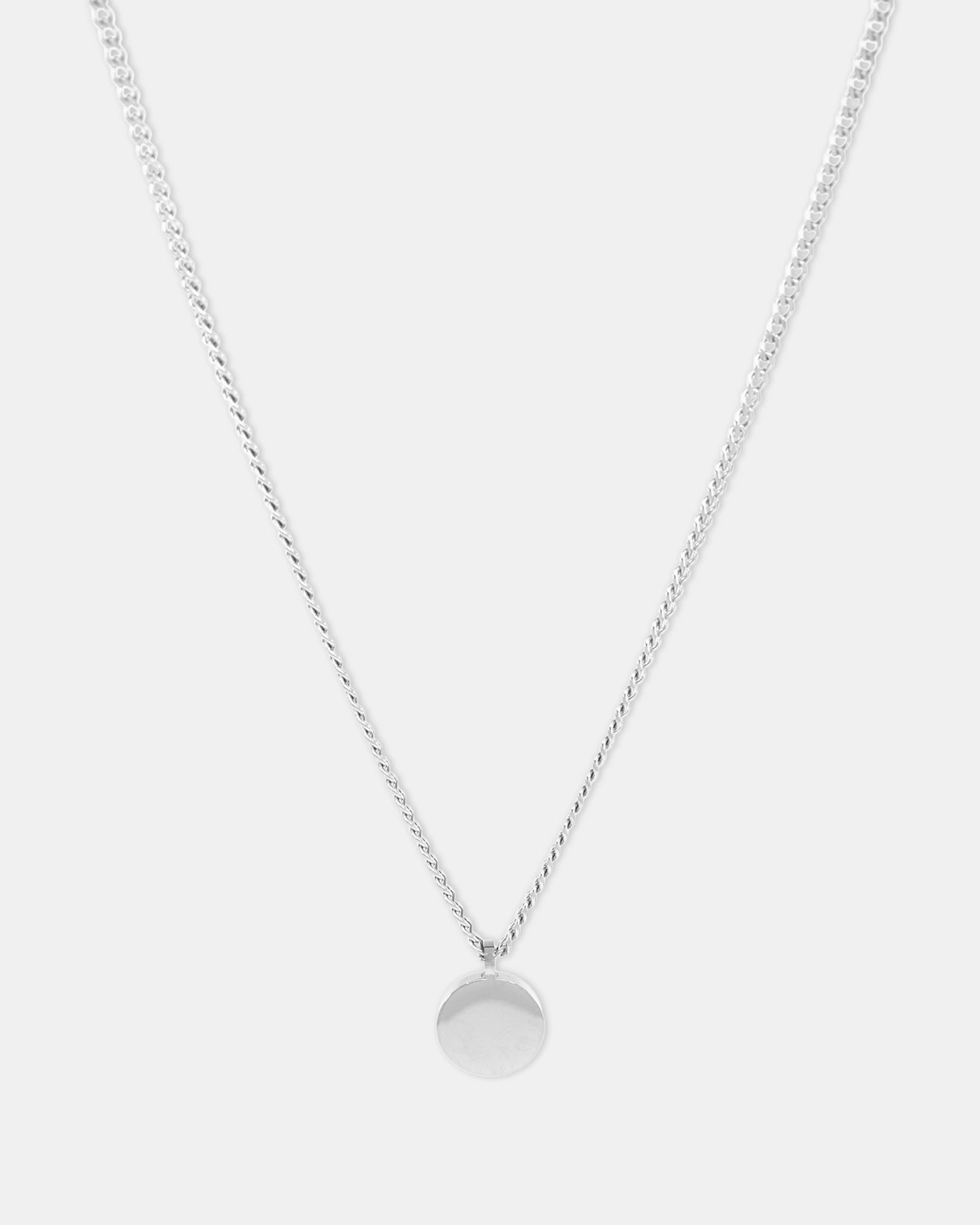 Saint Morta Round Totem Pendant Chain White Gold