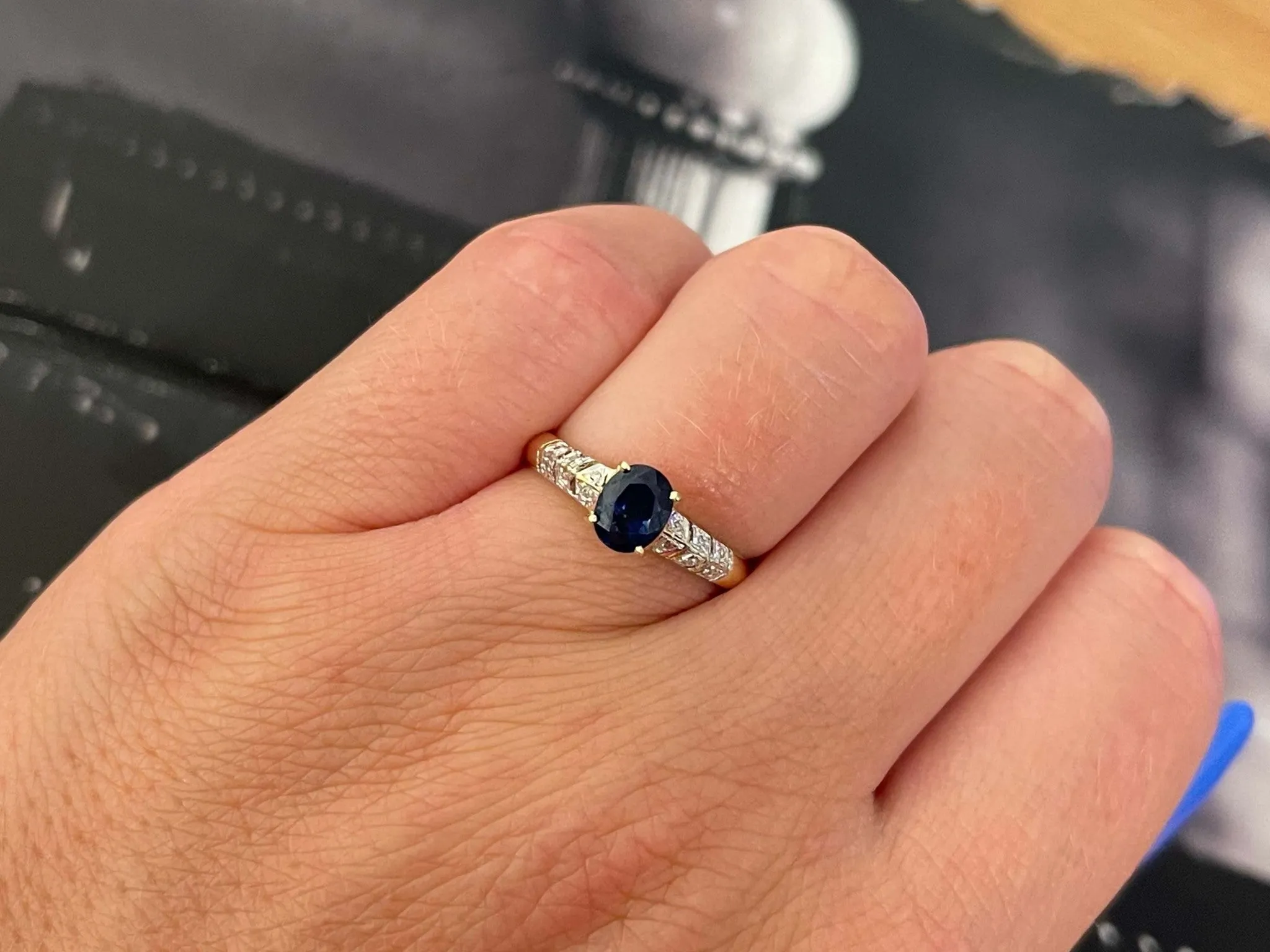 Sapphire and Diamond Ring in 14k Yellow Gold