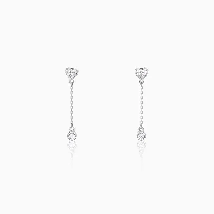 Silver Love Drip Dangler Earrings