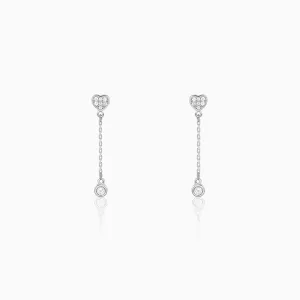 Silver Love Drip Dangler Earrings