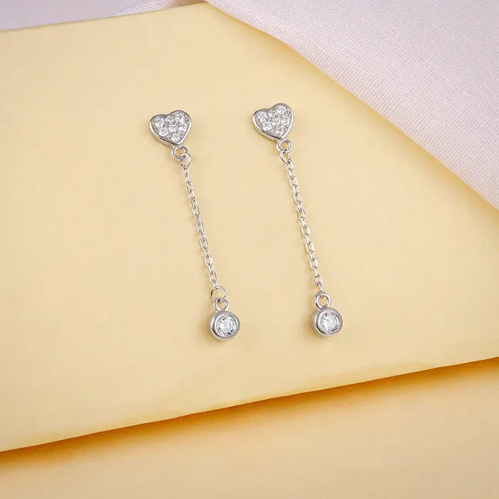 Silver Love Drip Dangler Earrings