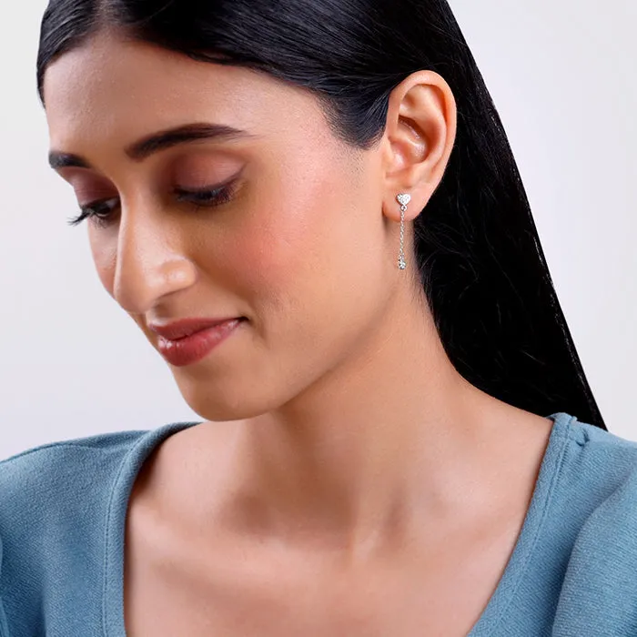Silver Love Drip Dangler Earrings