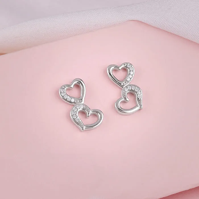Silver Merry Heart Earrings