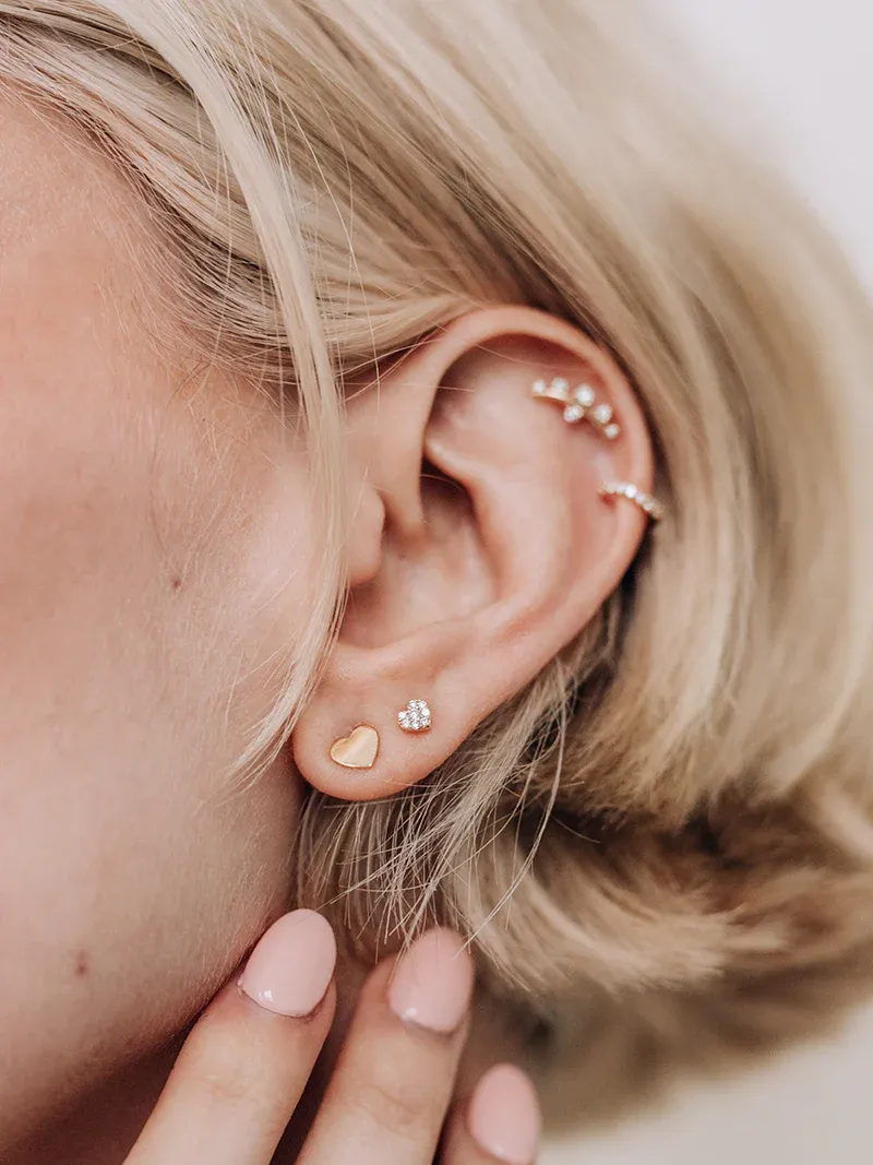 Single Love Letter Heart Stud - Gold