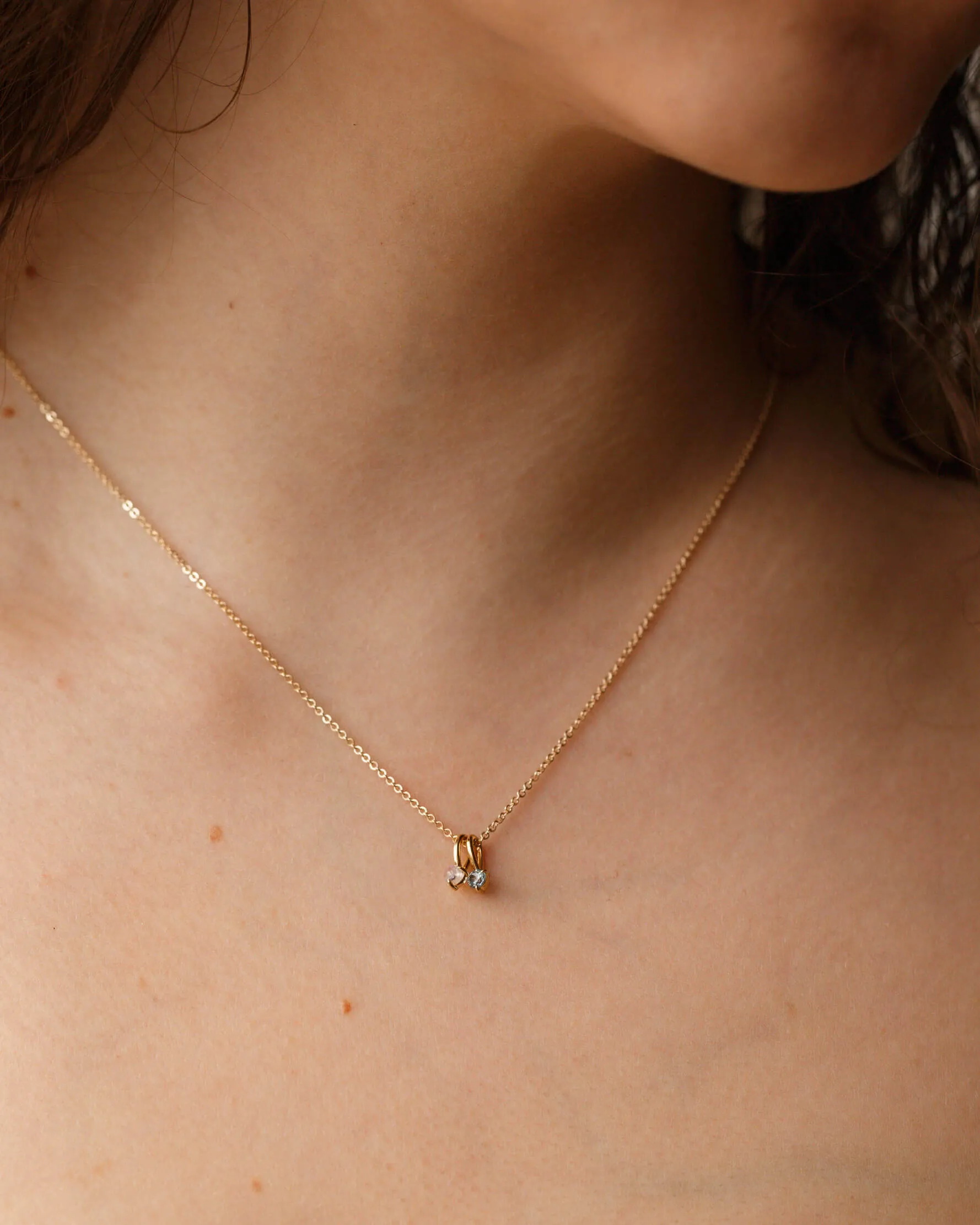 Solid Gold Aura Birthstone Charm Necklace